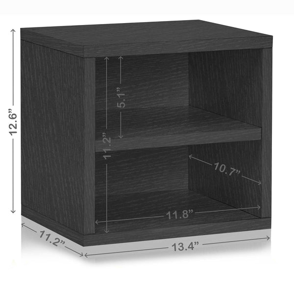 Way Basics Eco zBoard Stackable Connect Cube Storage with Shelf, Black