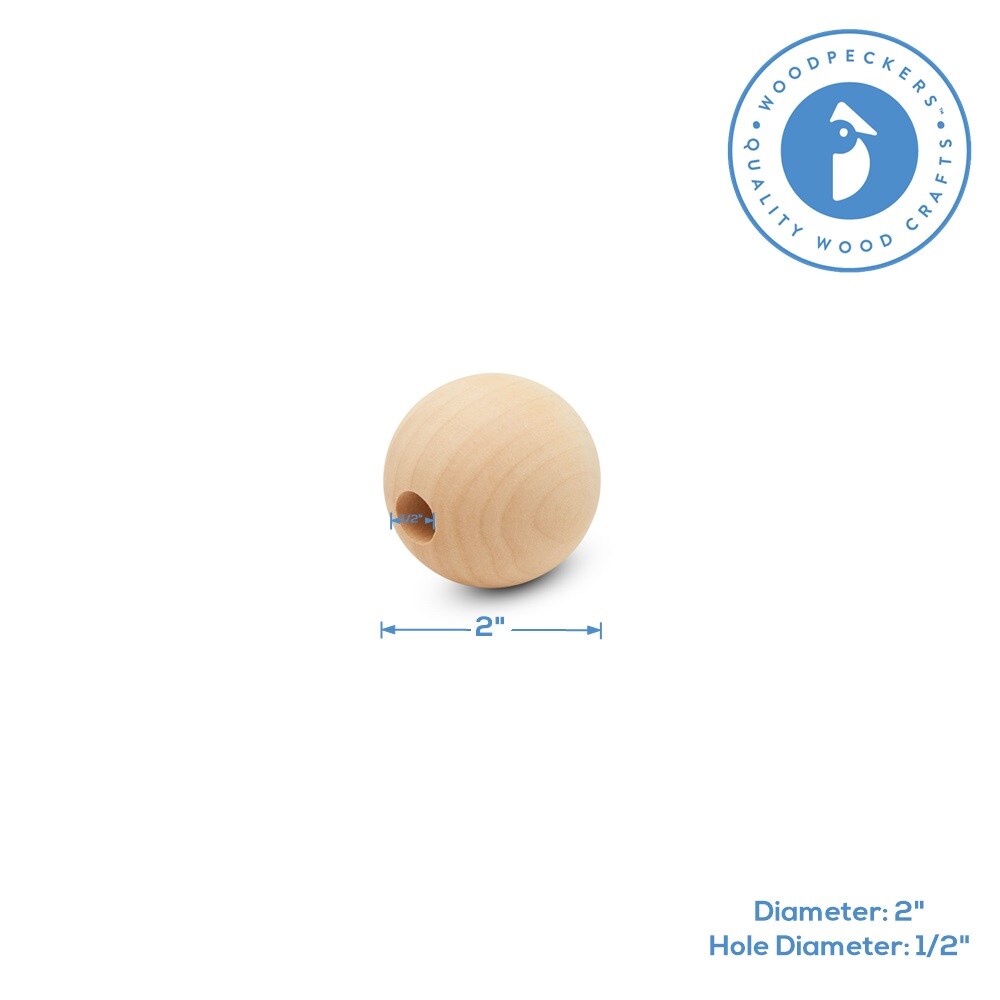 Unfinished Wooden Ball Beads, Multiple Sizes | Woodpeckers