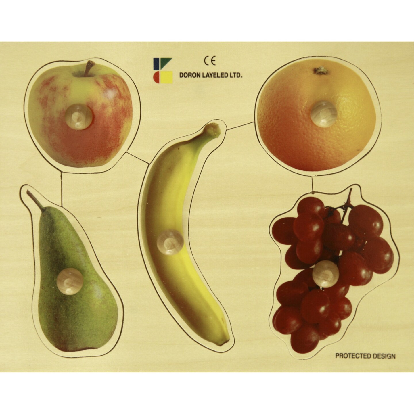 Edushape Large Knob Puzzle, Fruits Theme, 5 Pieces Puzzle Games