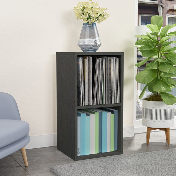 Vinyl Record Storage 2 Cube in Black