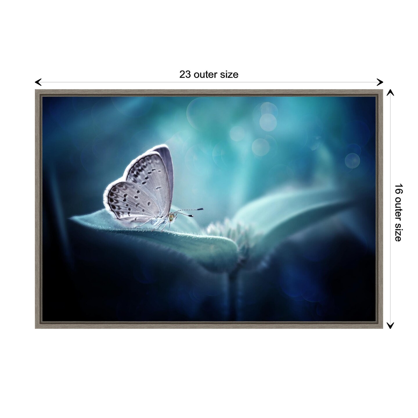Butterfly and Blue Flower by Fauzan Maududdin Canvas Wall Art Print Framed