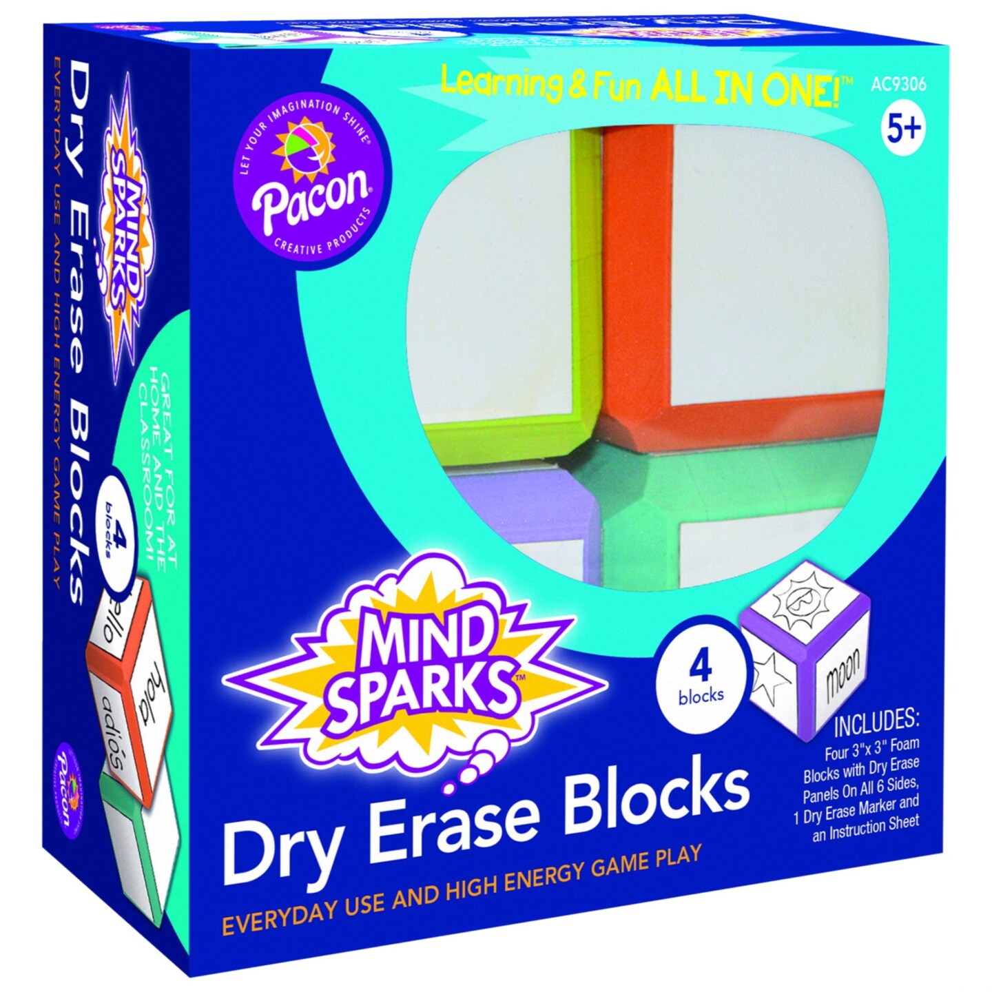Mind Sparks Dry Erase Blocks, Assorted Colors, 3 x 3 inches, 4 Blocks Accessories Michaels