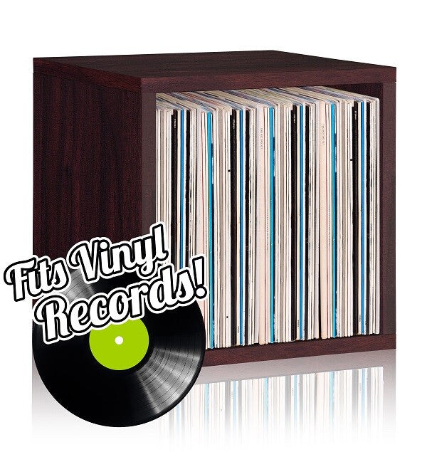 Way Basics Eco zBoard Vinyl Record Storage Cube Bookcase, Espresso