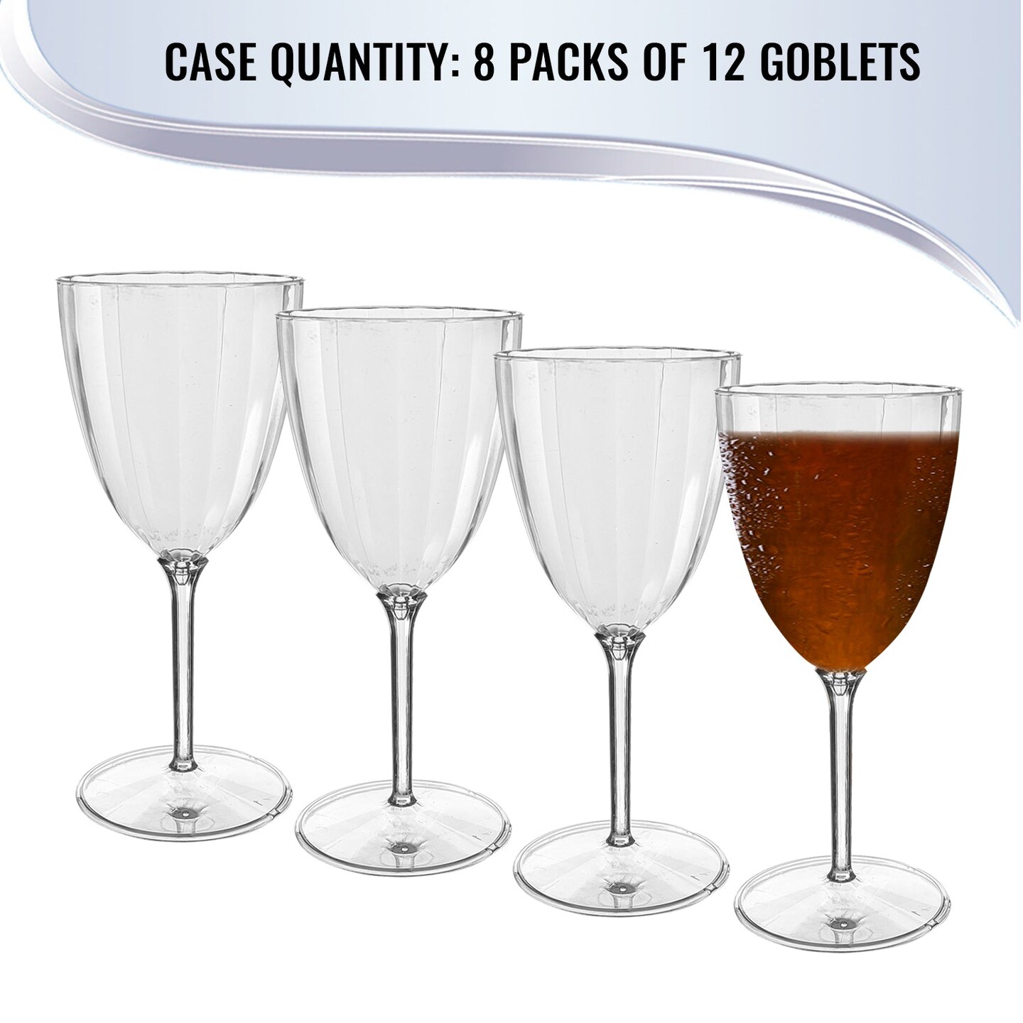 96 Goblets, 7 oz. Clear Round Disposable Plastic Wine Goblets