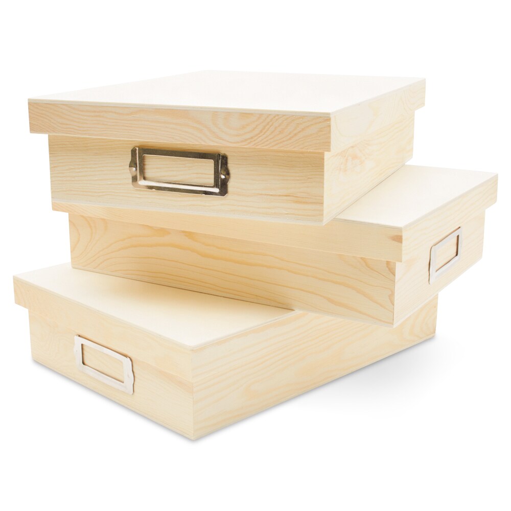 Unfinished wood discount box with drawers