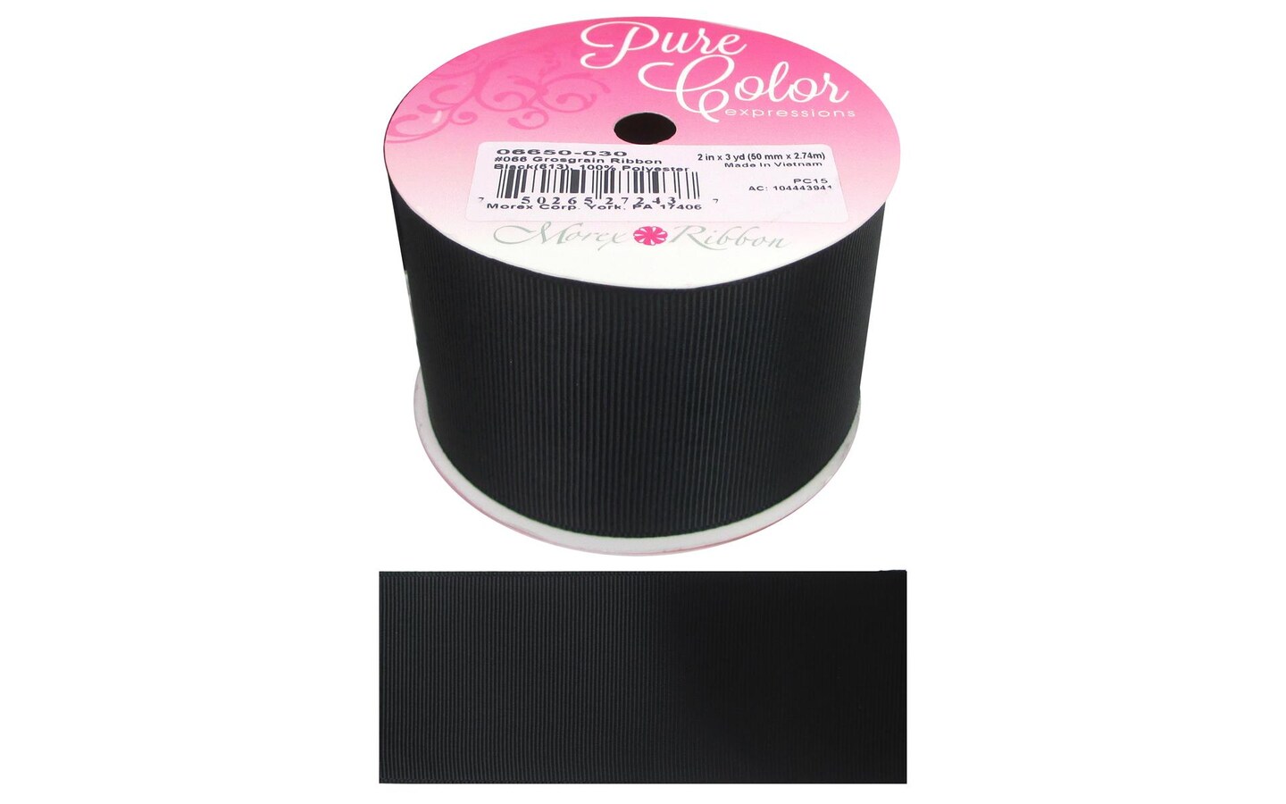 Morex Ribbon Grosgrain 2&#x22;x 3yd Black