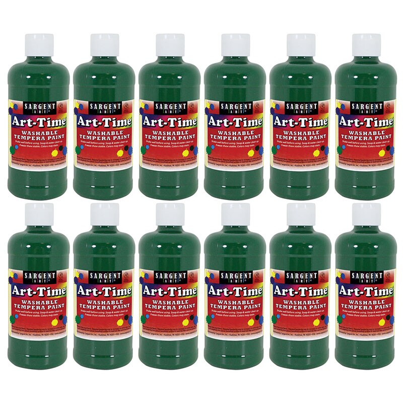 ArtTime® Washable Tempera Paint, Green, 16 oz., Pack of 12