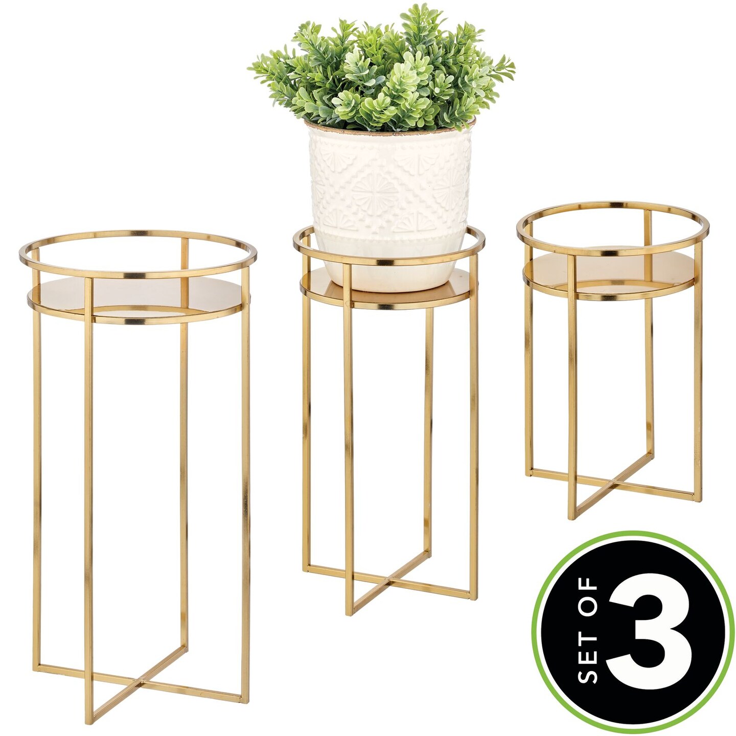 mDesign Metal Midcentury Indoor/Outdoor Stands for Plants Metal