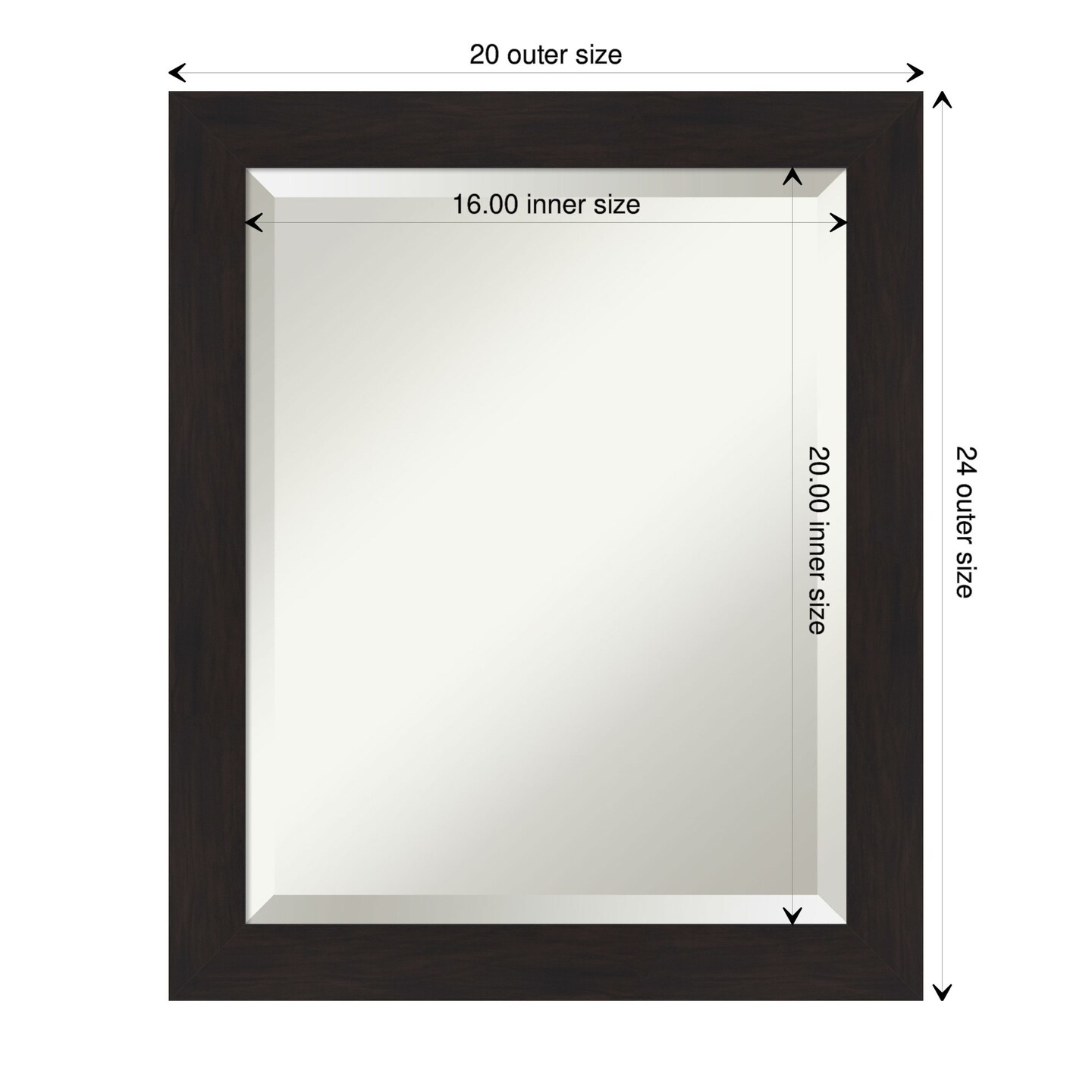 Beveled Bathroom Wall Mirror, Furniture Espresso Narrow Frame