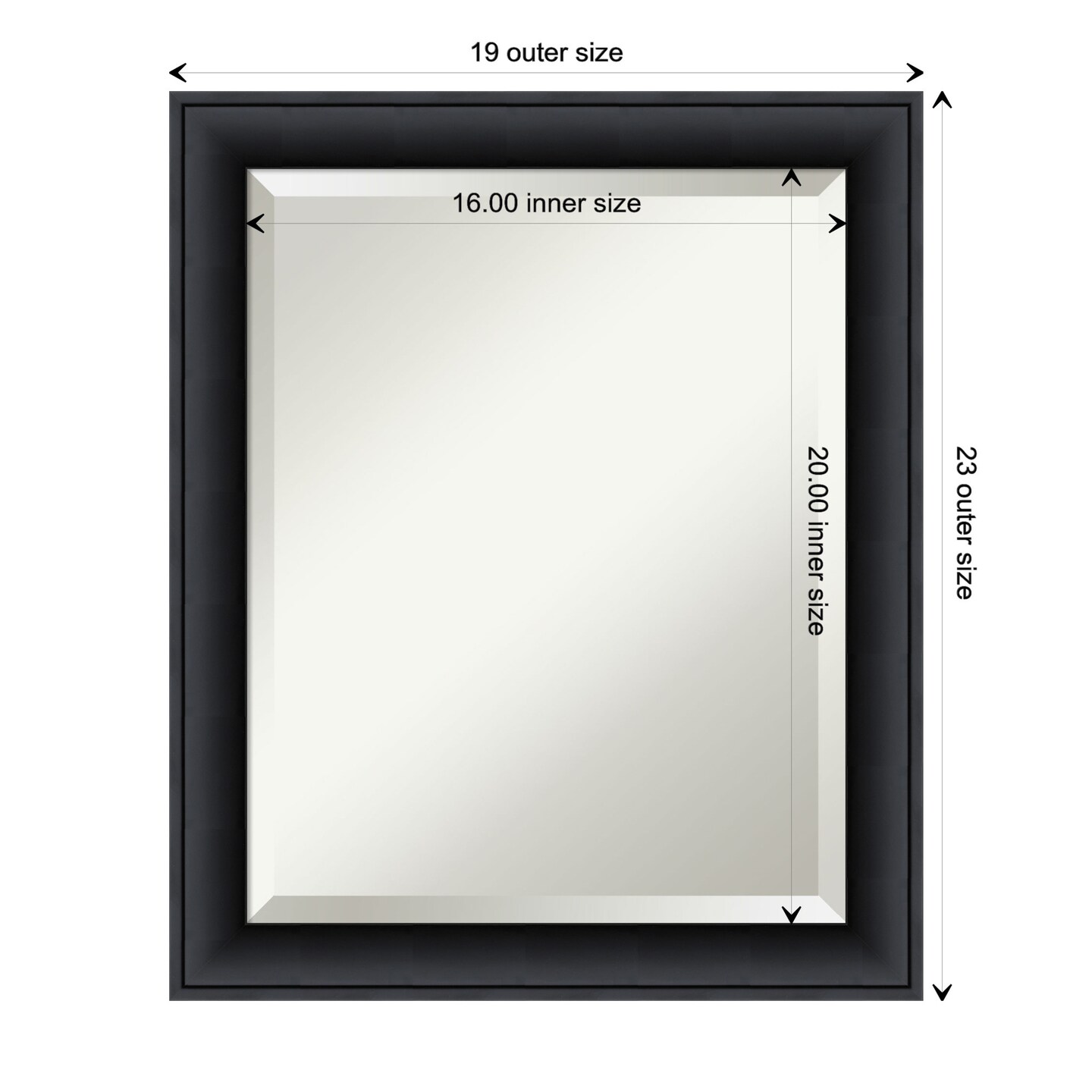 Beveled Wood Bathroom Wall Mirror, Nero Black Frame