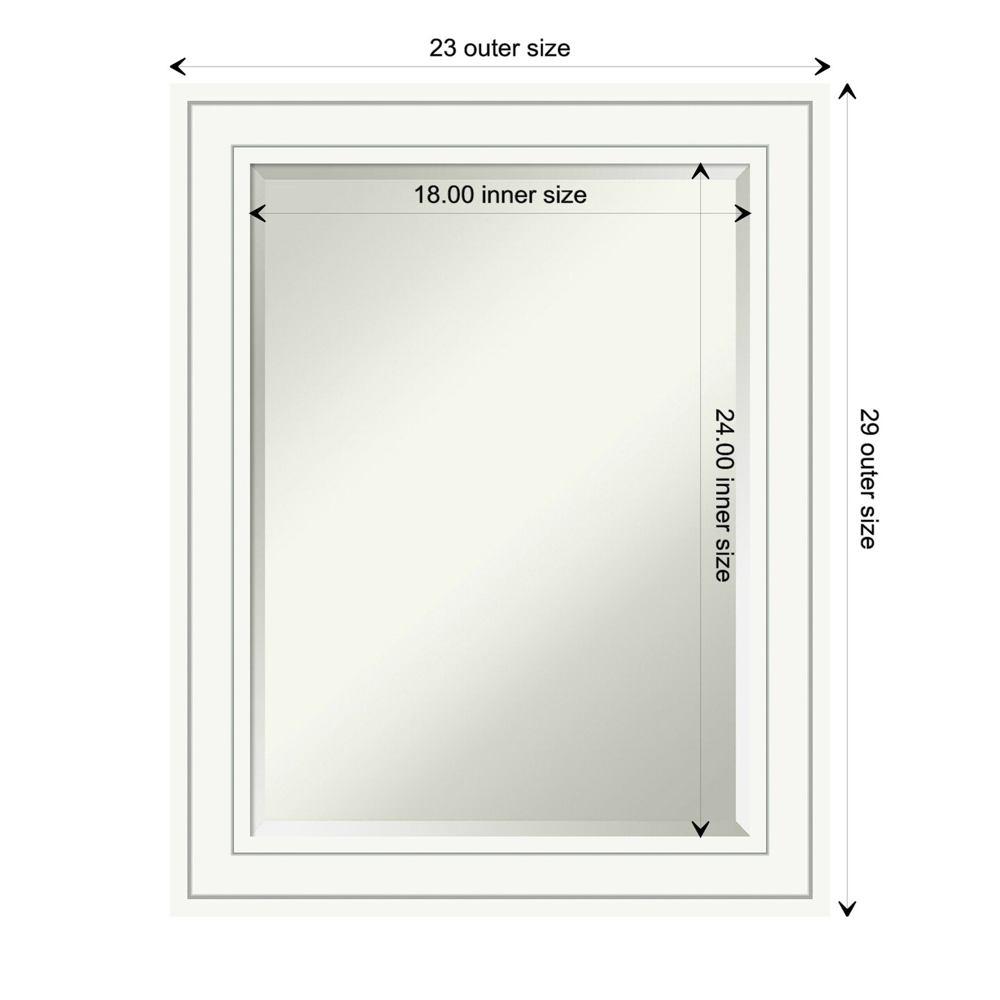Beveled Wood Bathroom Wall Mirror, Craftsman White Frame