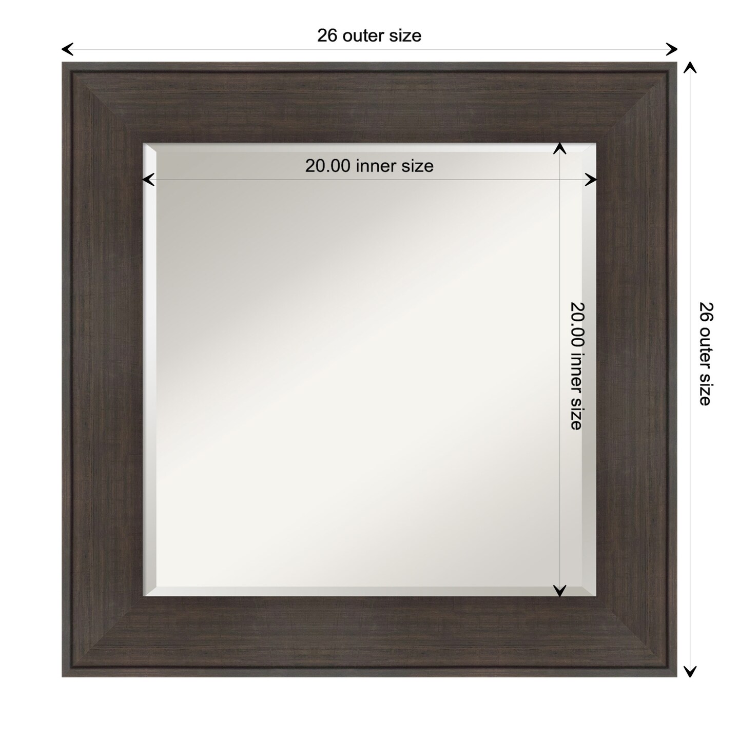 Beveled Bathroom Wall Mirror, William Rustic Woodgrain Frame