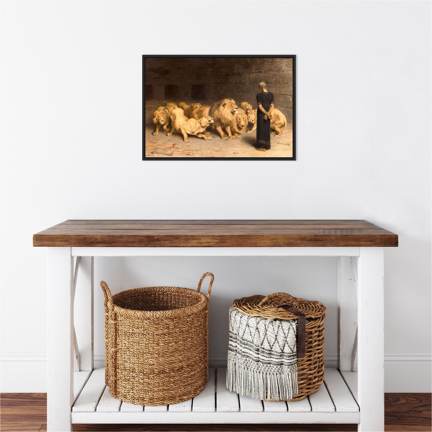 Daniel in the Lions Den 1872 by Briton Riviere Canvas Wall Art Print Framed