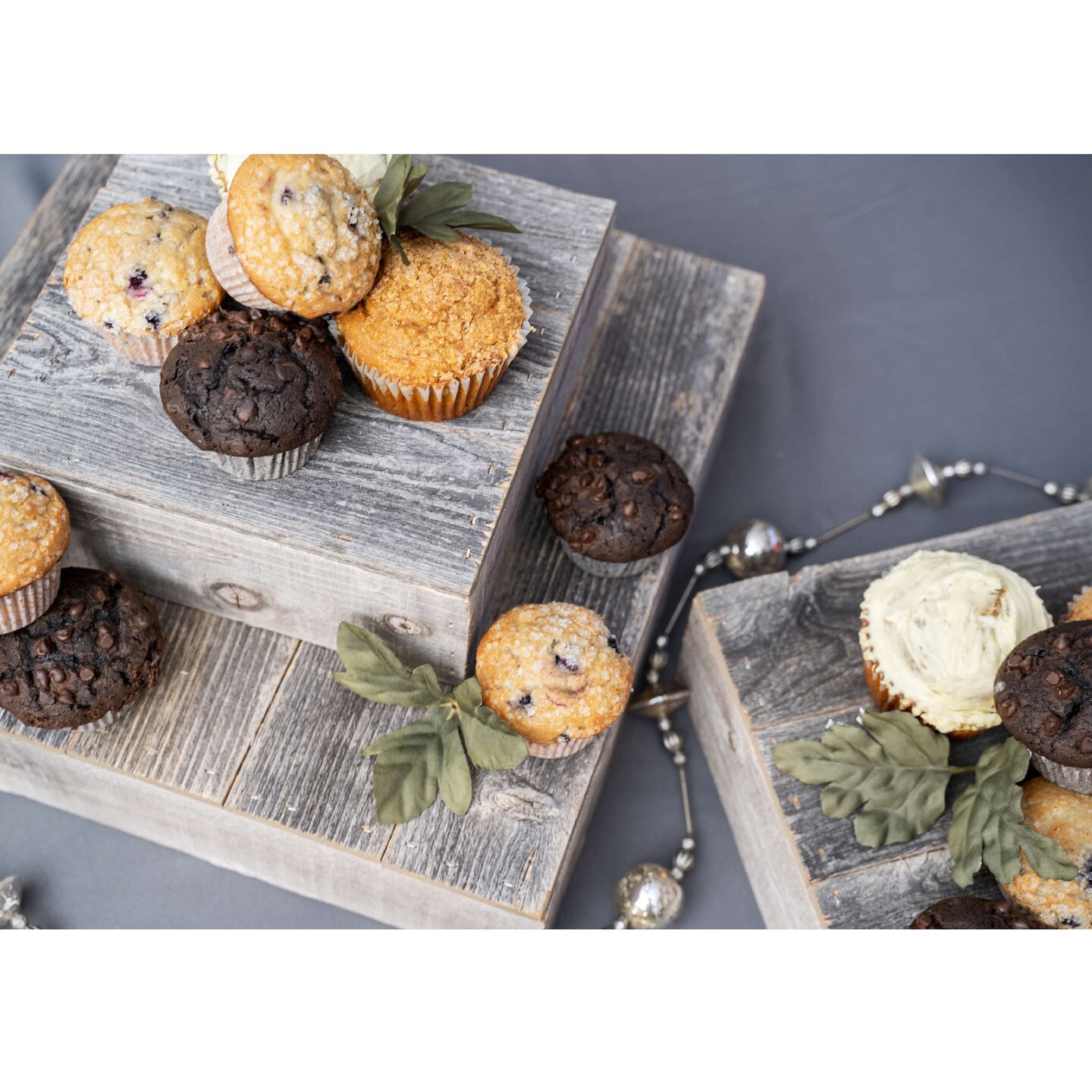 Rustic Farmhouse Reclaimed Wood Dessert/Cake Stand 3-Piece Set