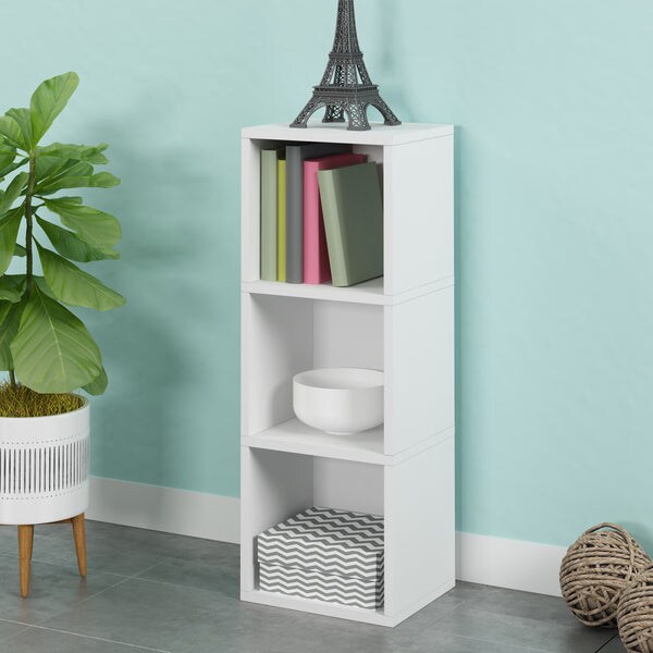 Way Basics 3-Cube Bookcase, White