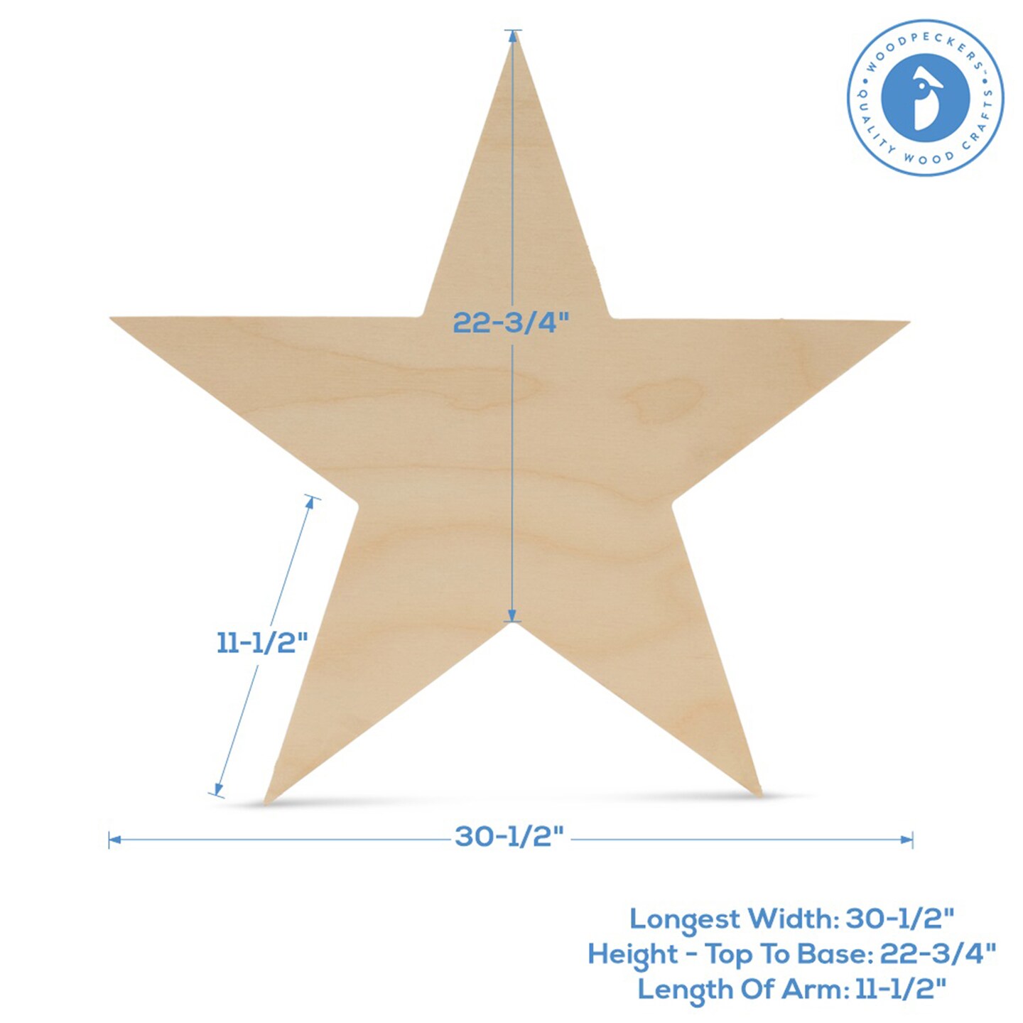 Wooden Star Cutout, Multiple Sizes Available, Unfinished, July 4 &#x26; Year Round Crafts | Woodpeckers