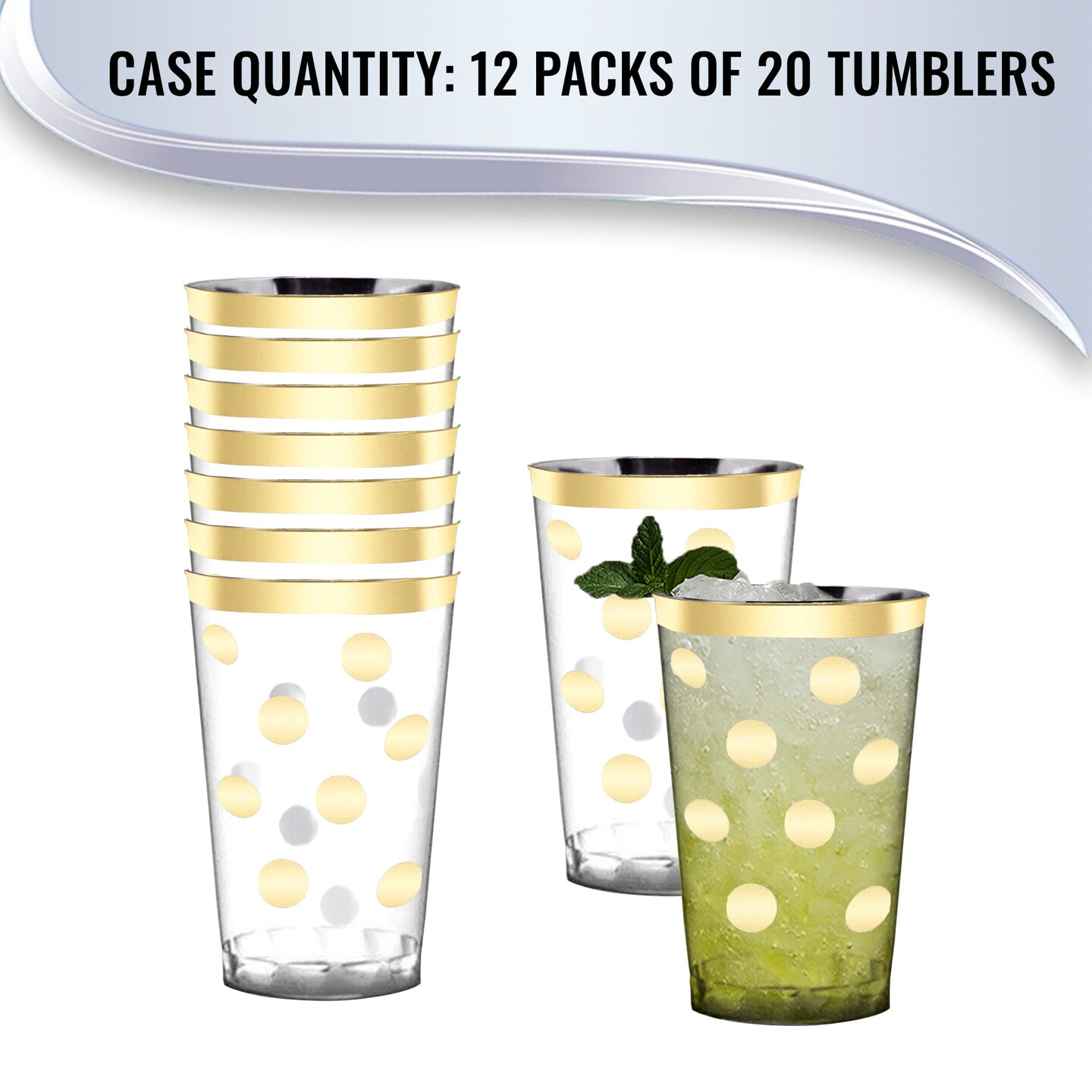 Plastic Cups - Clear Gold Dots Round Tumblers