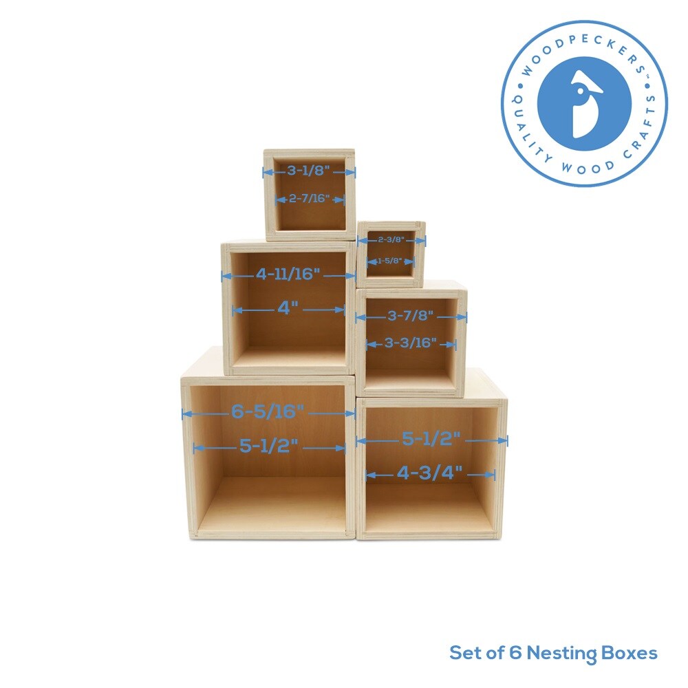 DIY Rainbow Stacking Boxes, Set of 6, Unfinished Wood | Woodpeckers