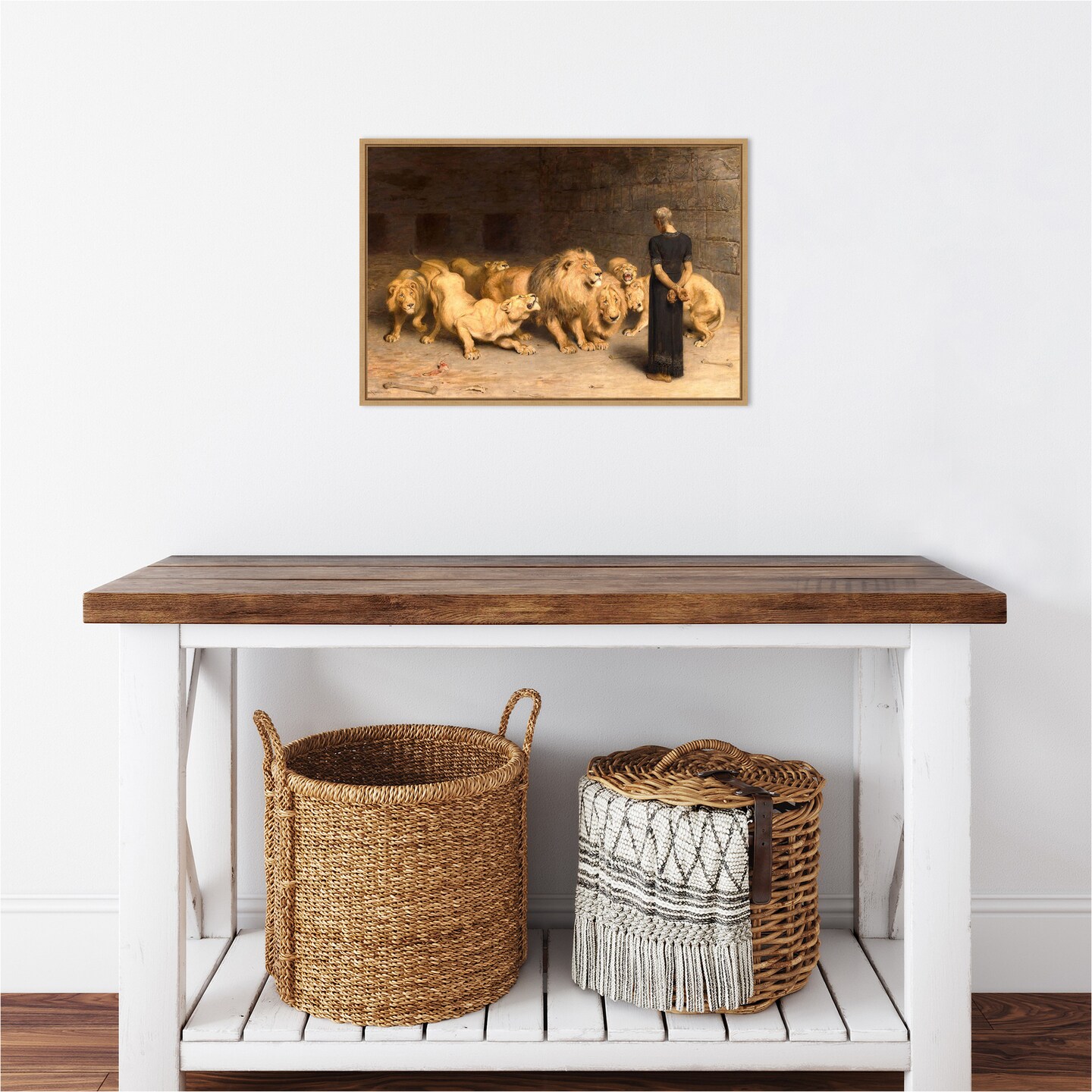 Daniel in the Lions Den 1872 by Briton Riviere Canvas Wall Art Print Framed