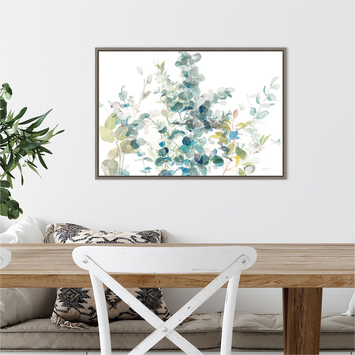 Eucalyptus I White Crop by Danhui Nai Canvas Wall Art Print Framed