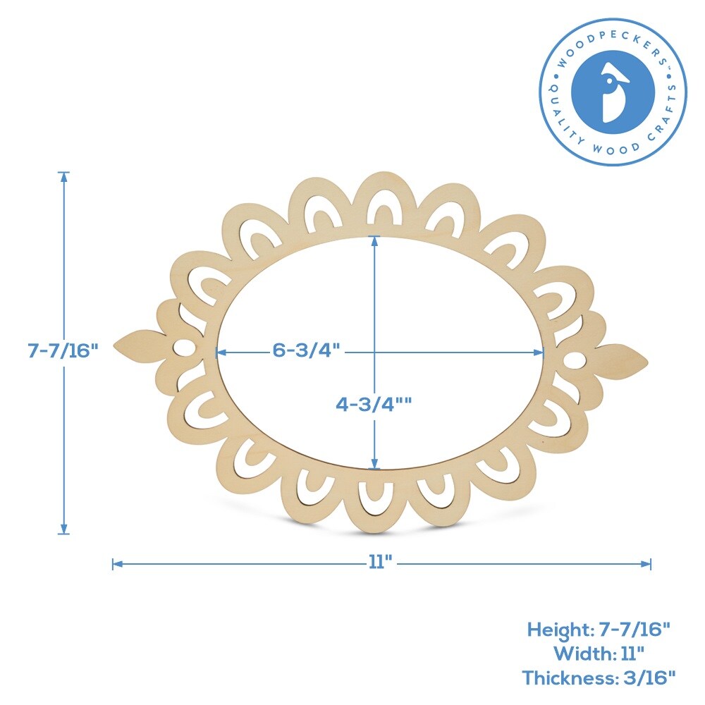 Oval-shaped Wooden Picture Frames, 7-7/16" by 11", 3/16" Thick | Woodpeckers