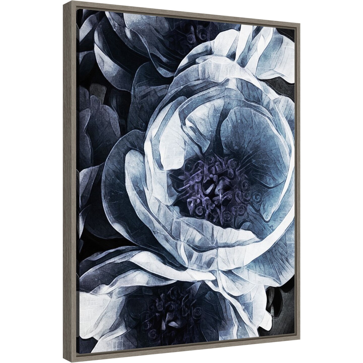 Peony Blue Petals III by Ashley Aldridge Canvas Wall Art Print Framed