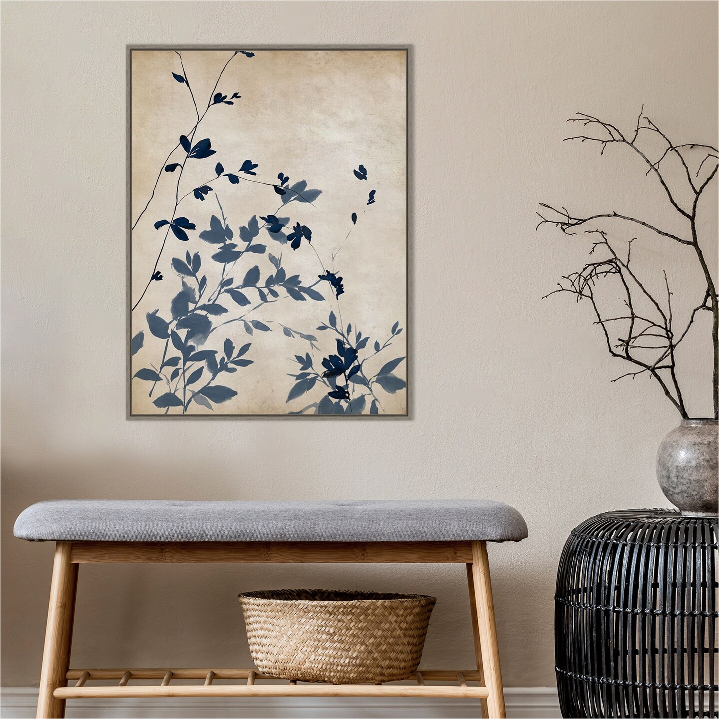 Indigo Leaves II by Isabelle Z Canvas Wall Art Print Framed
