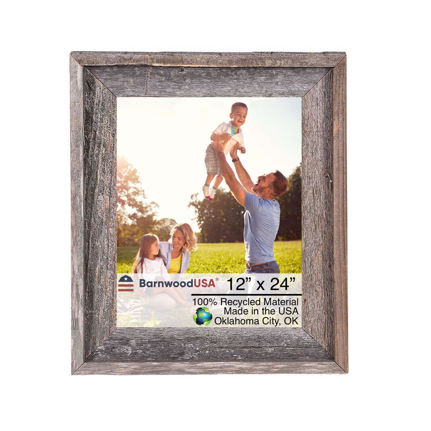 Rustic Farmhouse Signature Series 12 in. x 24 in. Reclaimed Wood Picture Frame