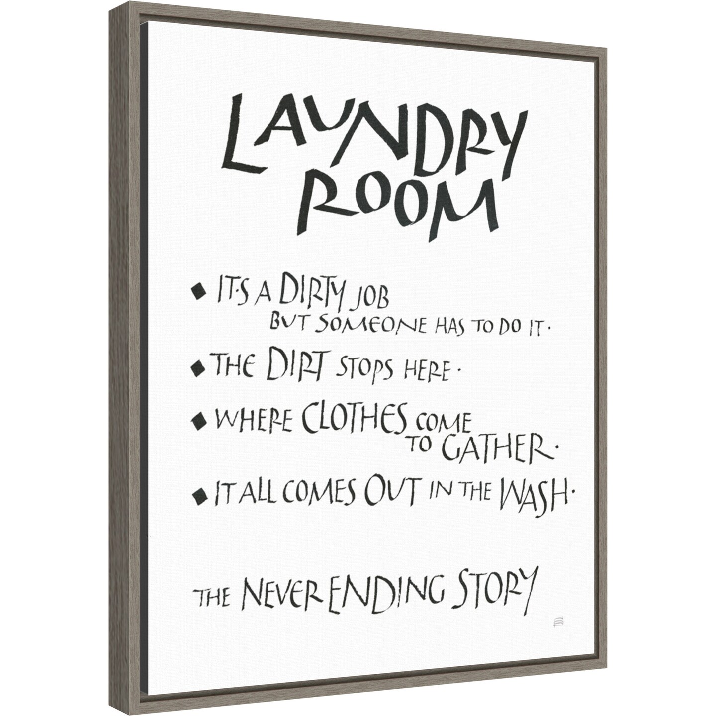 Laundry Room Sayings White by Chris Paschke Canvas Wall Art Print Framed