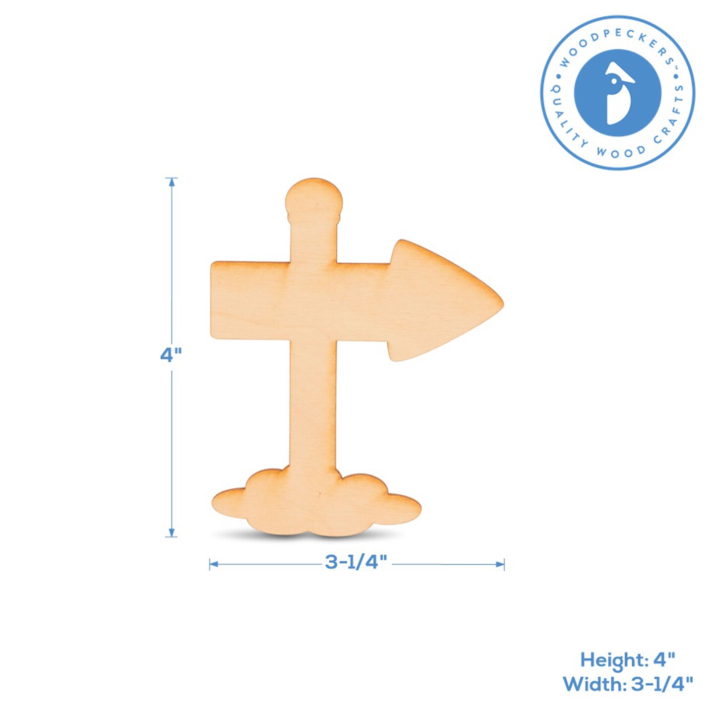 North Pole Sign Post Wood Cutout 4 inch, Unfinished for Crafts | Woodpeckers