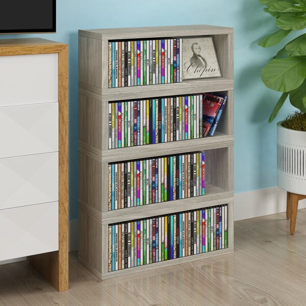 Way Basics Eco Stackable Memphis CD Storage Rack, Aspen Grey