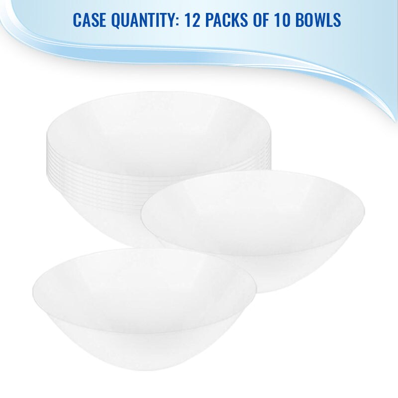 Solid White Organic Round Disposable Plastic Bowls - 100 Ounce (24 Bowls)
