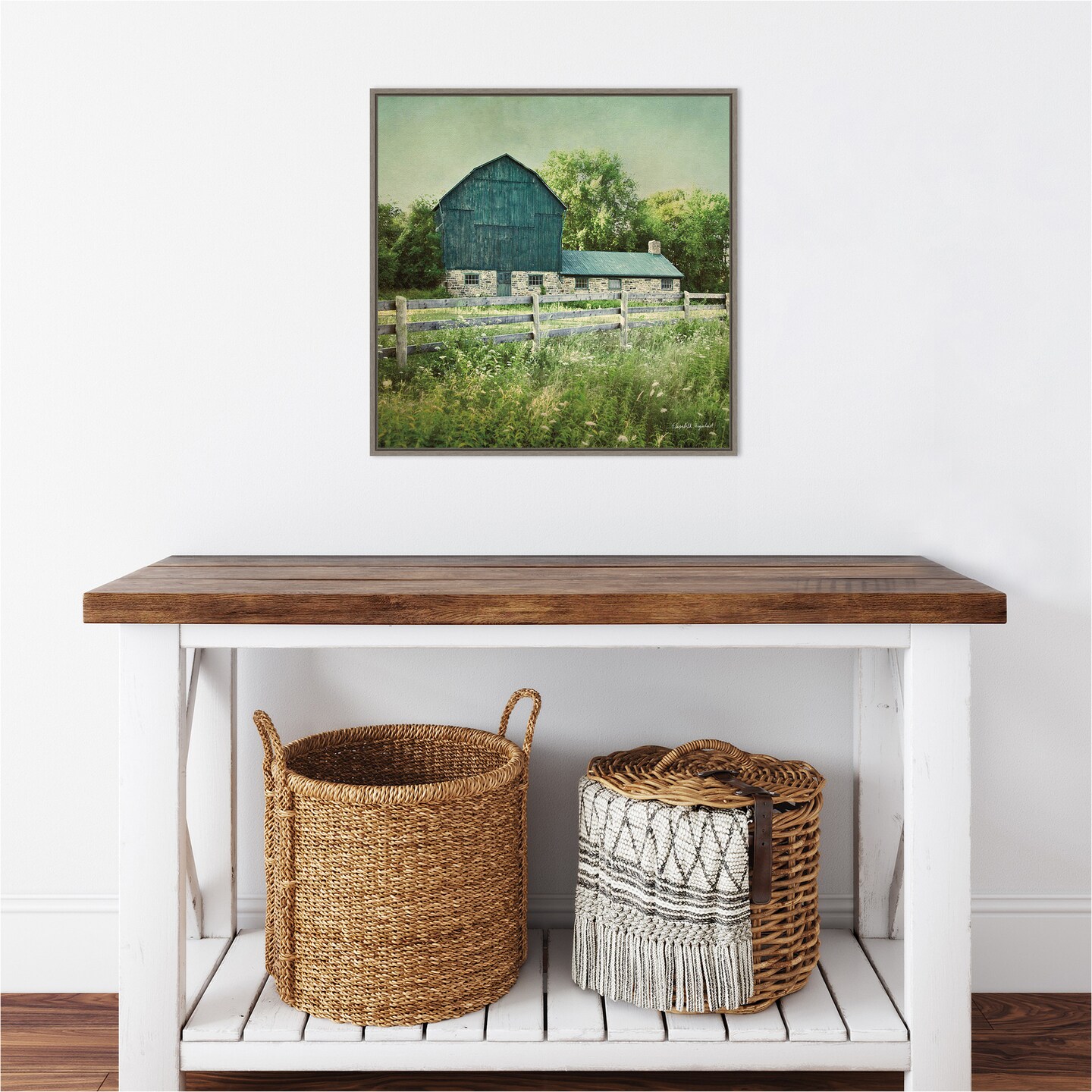 Blissful Country III (Barn) by Elizabeth Urquhart Canvas Wall Art Print Framed