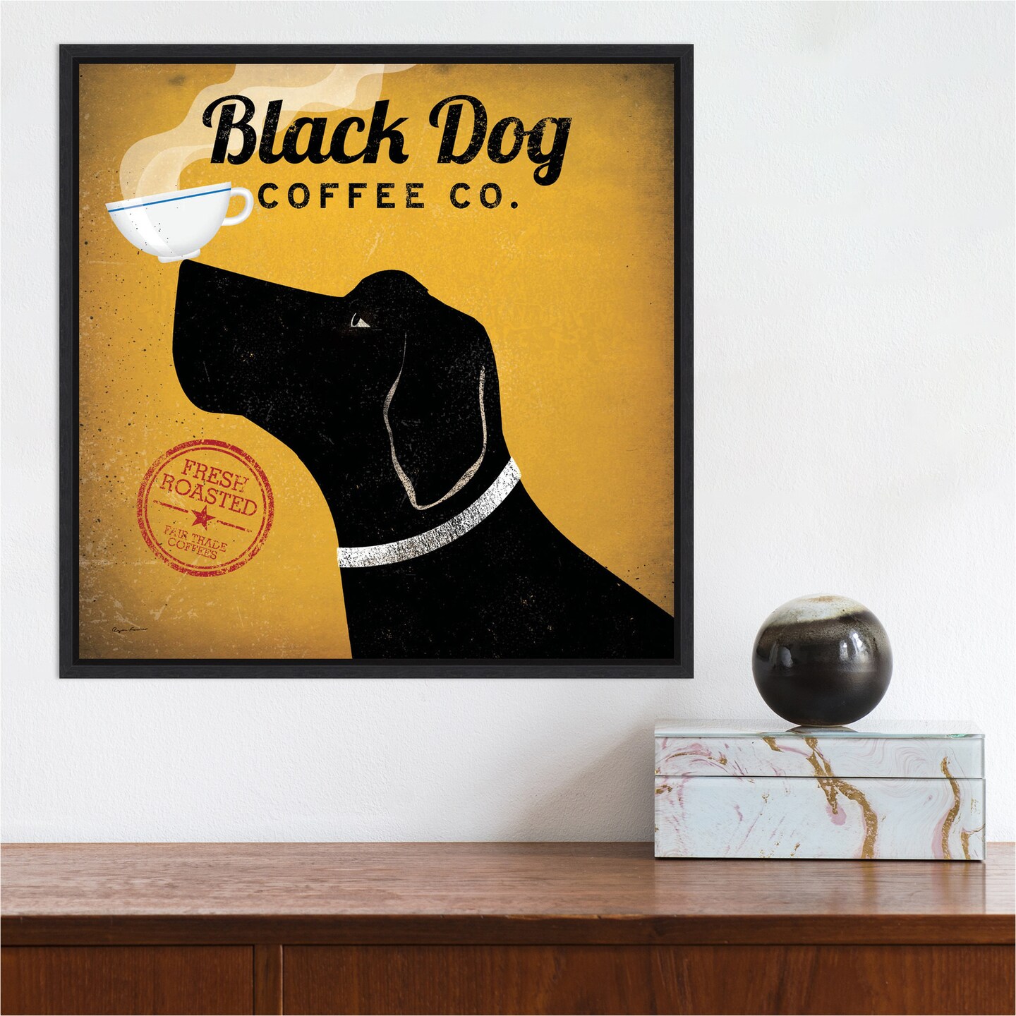 Black Dog Coffee Co by Ryan Fowler Canvas Wall Art Print Framed