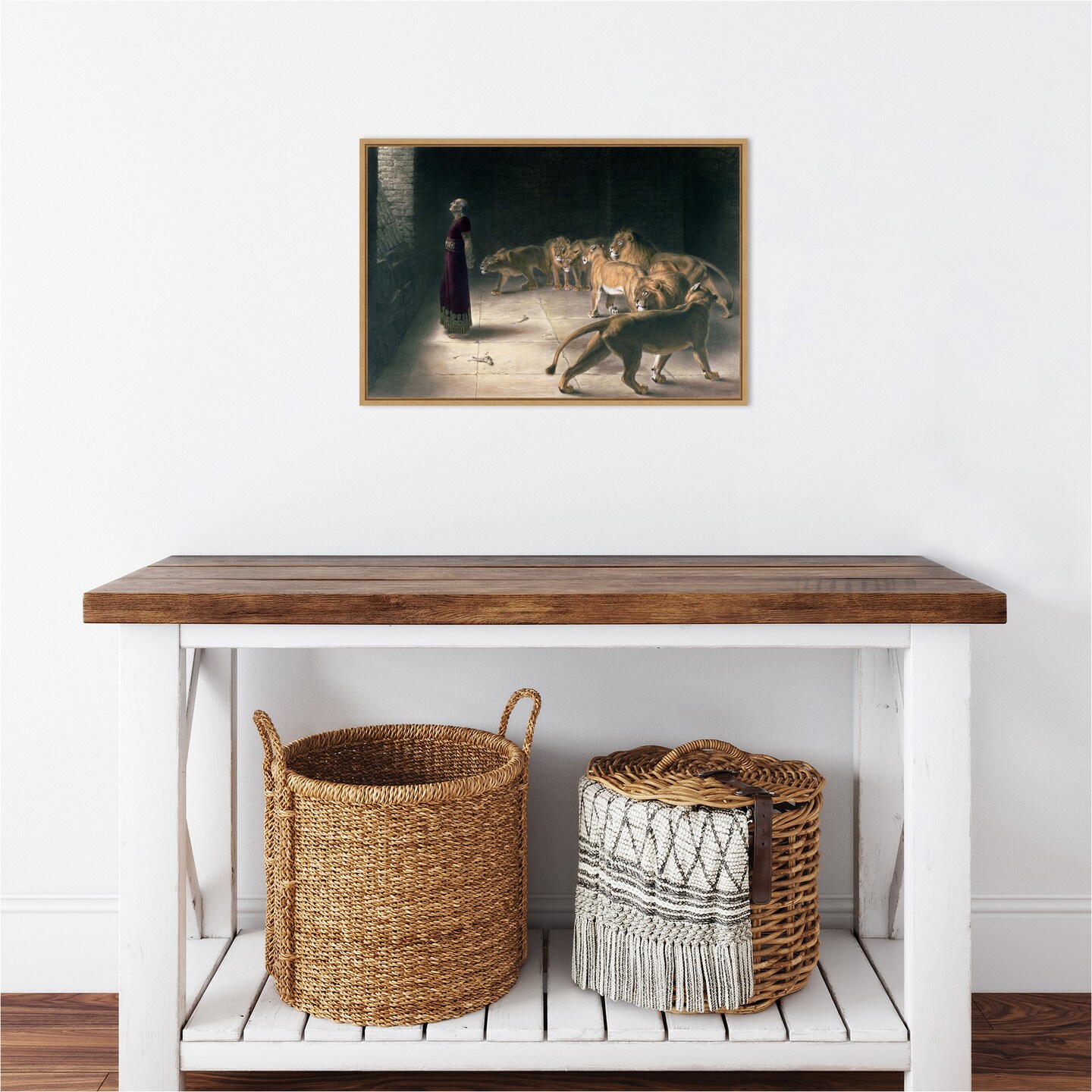 Daniel in the Lions Den 1892 by Briton Riviere Canvas Wall Art Print Framed