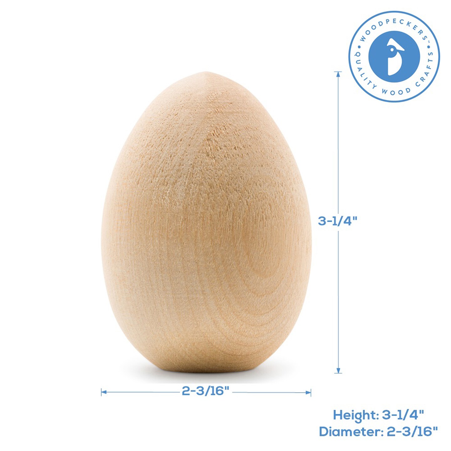 Wooden Eggs Unfinished Flat Bottom, Multiple Sizes Available, Craft Eggs &#x26; Easter Ornaments | Woodpeckers