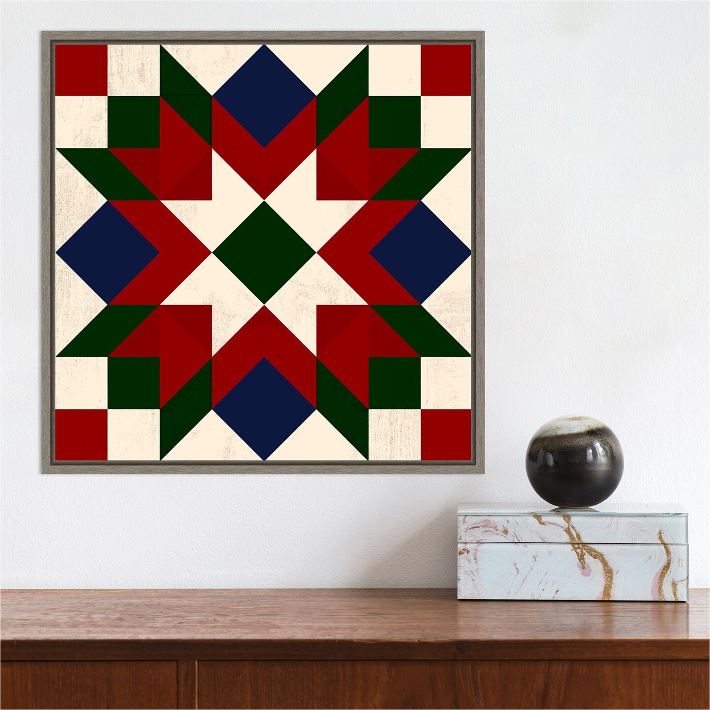 Christmas Barn Quilt IV by Victoria Barnes Canvas Wall Art Print Framed ...