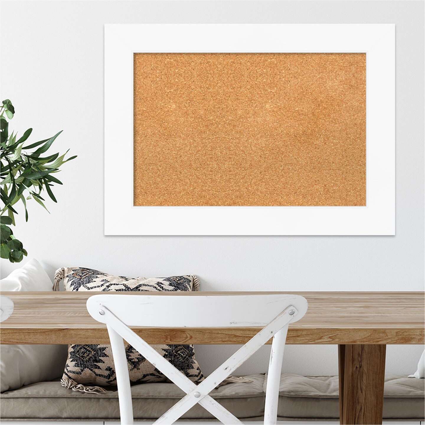 Cork Board, Cabinet White Frame - Bulletin Board, Organization Board, Pin Board