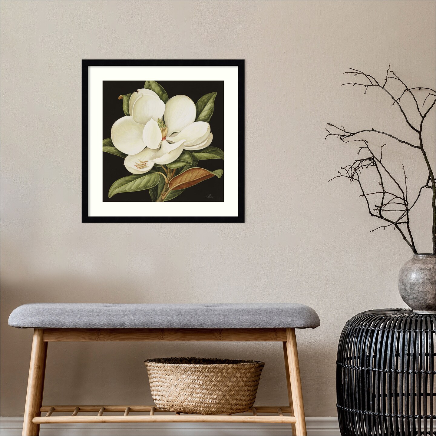 Magnolia Grandiflora 2003 by Jenny Barron Wood Framed Wall Art Print