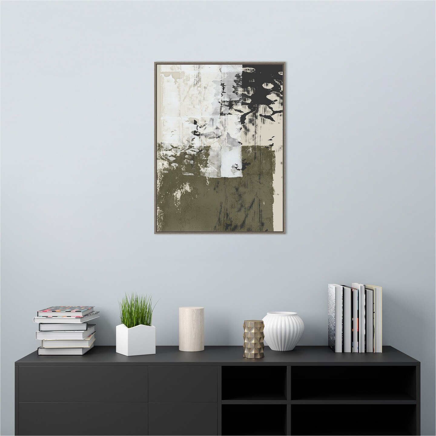 Reflections in Sage II by Isabelle Z 23-in. W x 30-in. H. Canvas Wall Art Print Framed in Grey