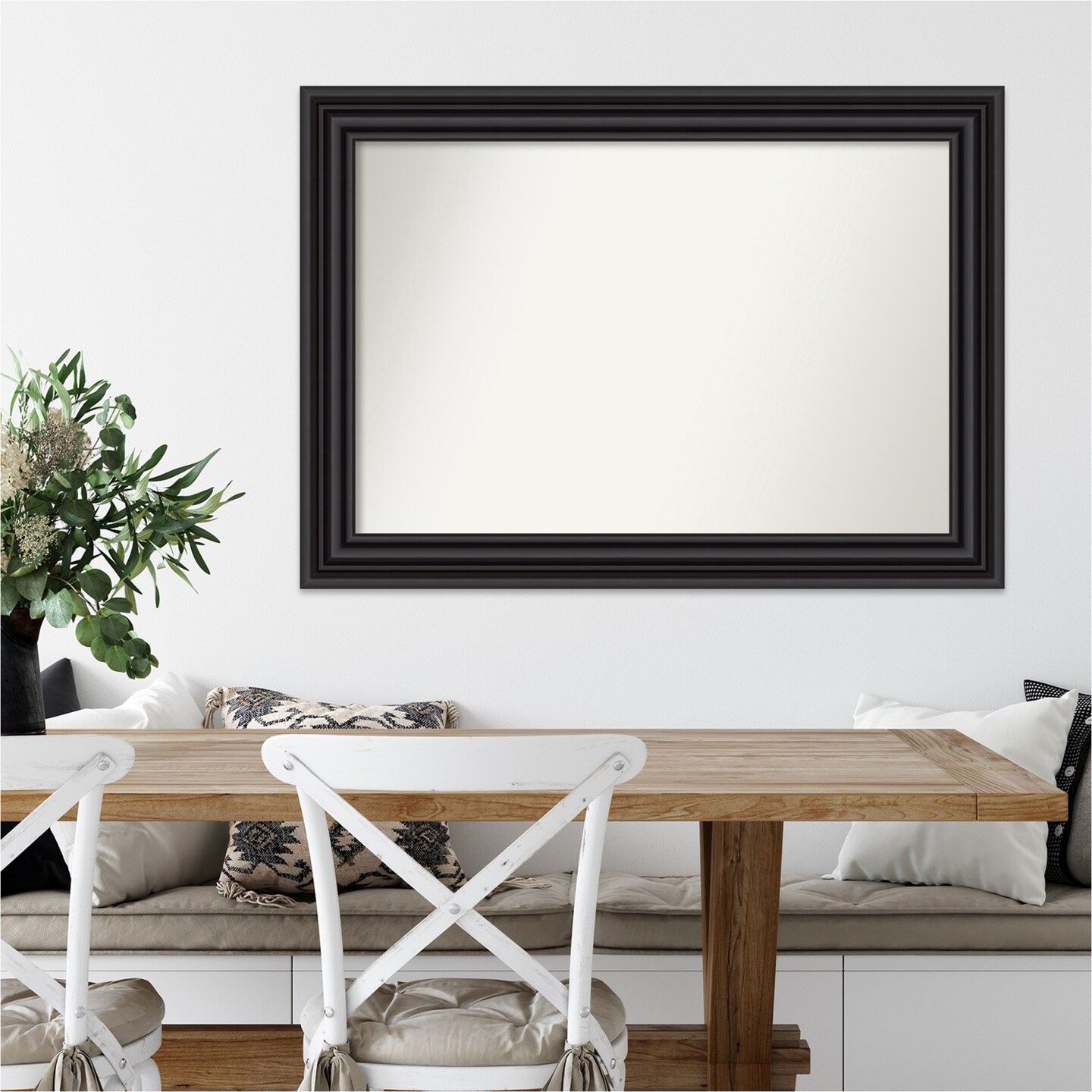 Amanti Art Non-Beveled Wall Mirror, Colonial Black Frame