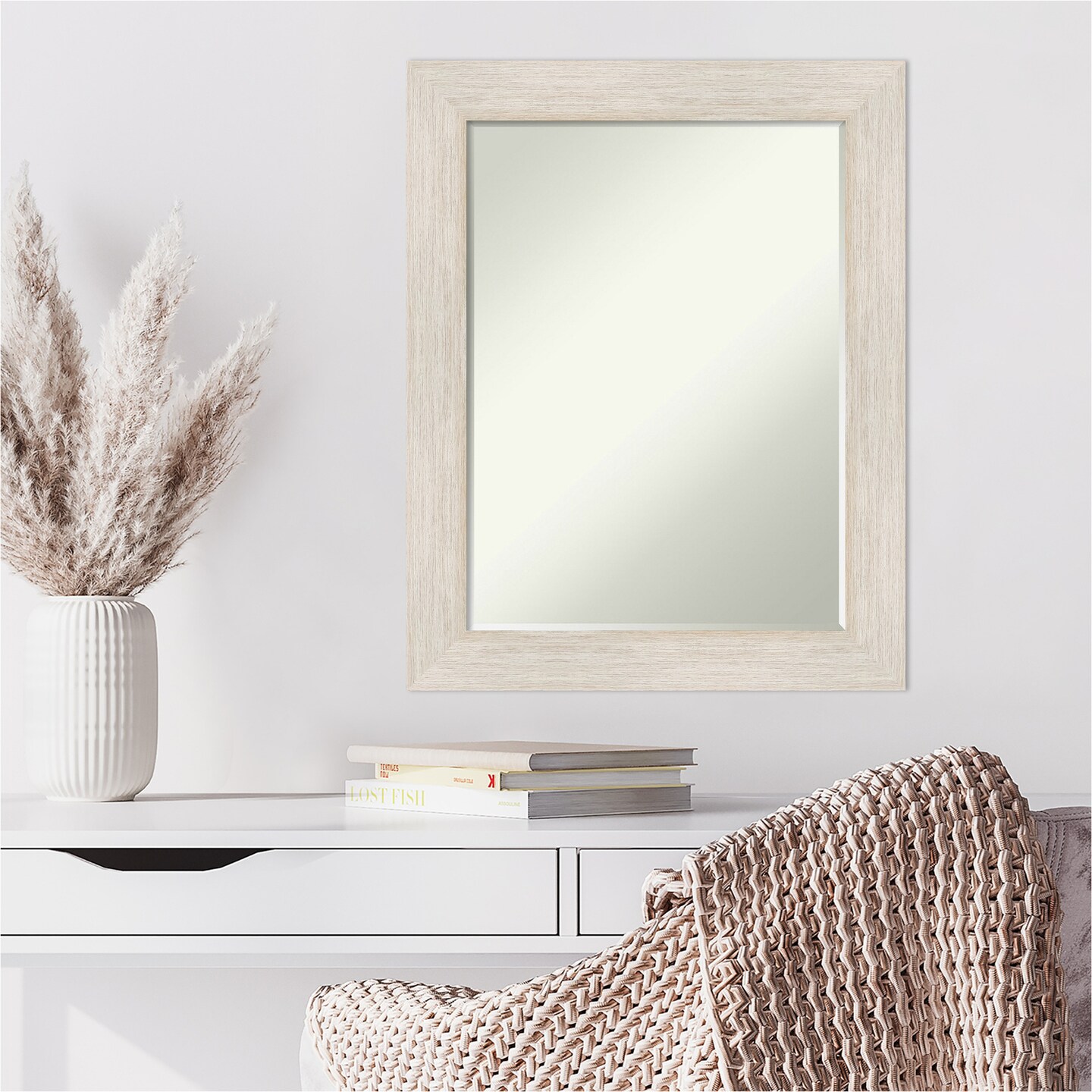 Petite Bevel Wood Wall Mirror, Hardwood Frame