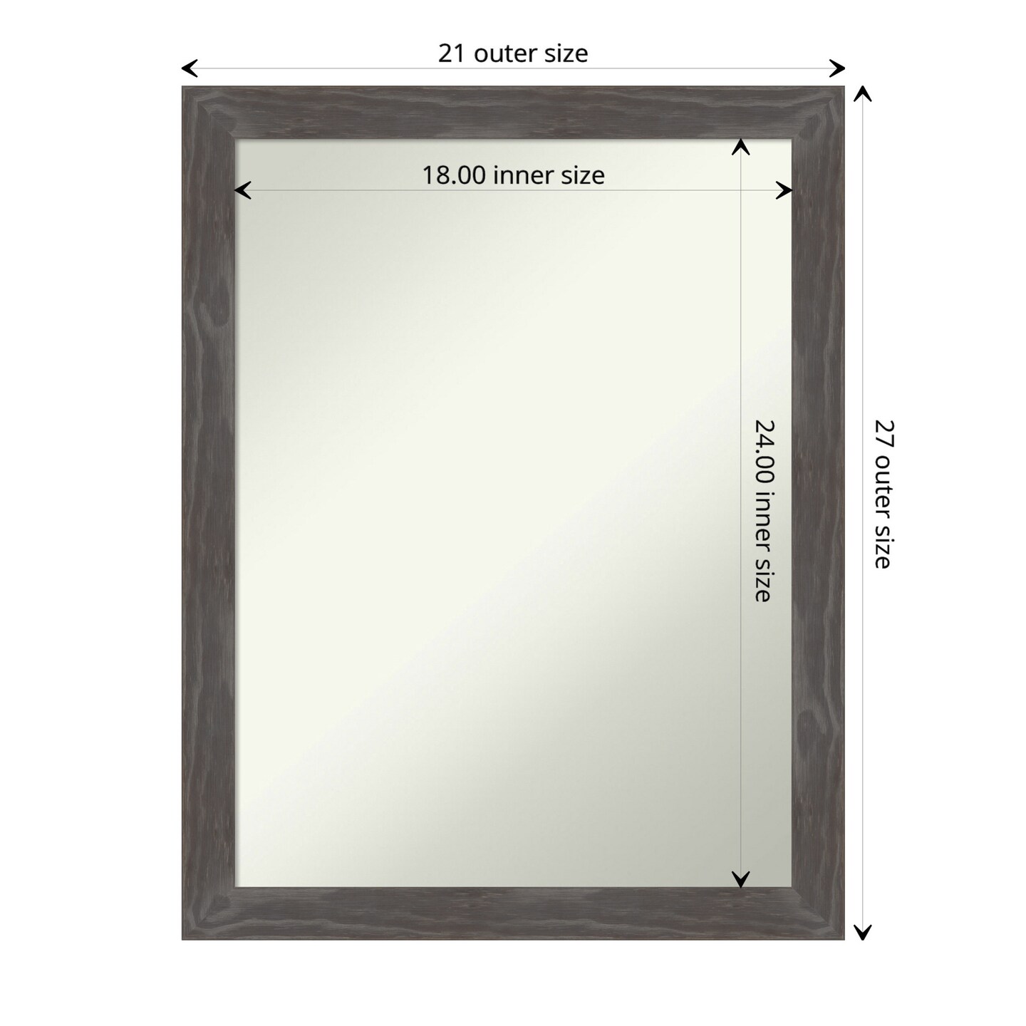 Amanti Art NonBeveled Wood Wall Mirror, Woodridge Rustic Grey Frame
