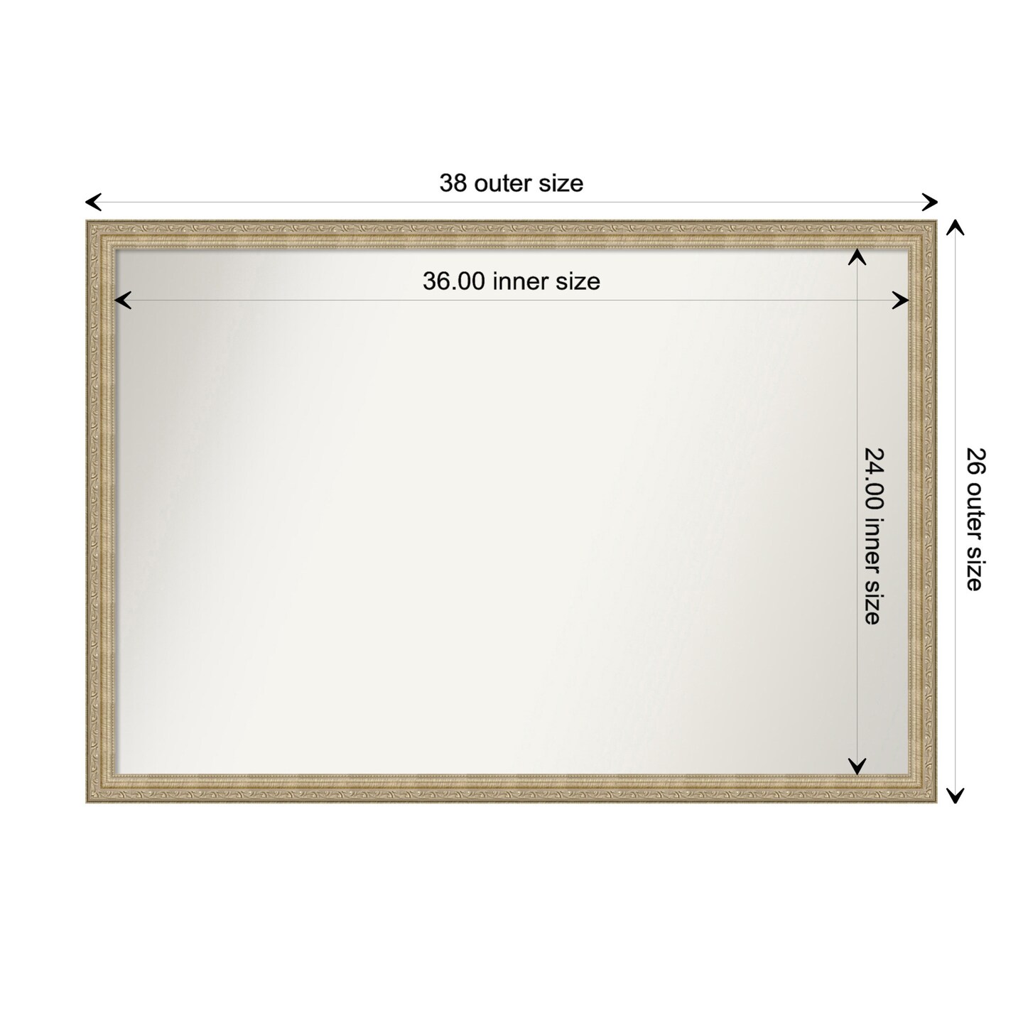 Amanti Art Non-Beveled Wall Mirror, Paris Champagne Frame