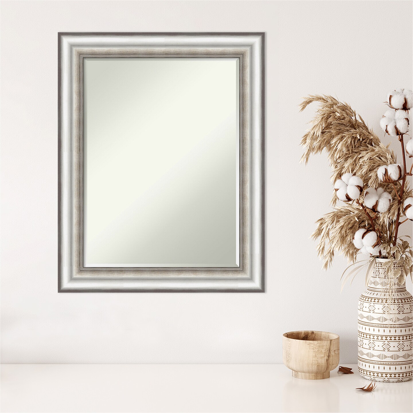Petite Bevel Wall Mirror, Salon Silver Frame