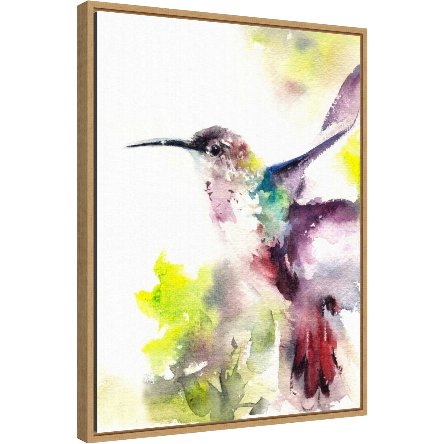 Hummingbird by Canotstop 18-in. W x 24-in. H. Canvas Wall Art Print Framed in Natural