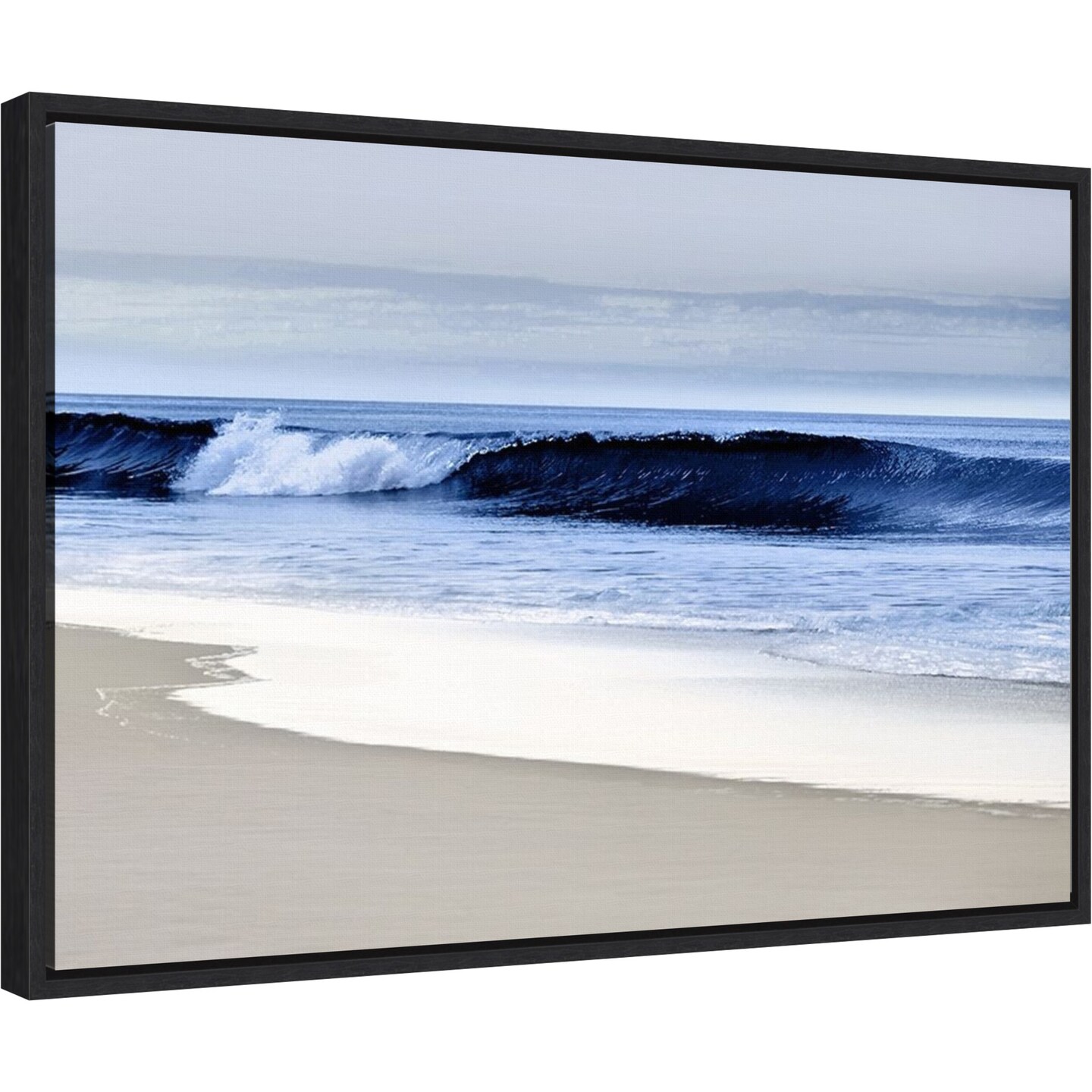 Blue Wave II (Beach) by Devon Davis 23-in. W x 16-in. H. Canvas Wall Art Print Framed in Black