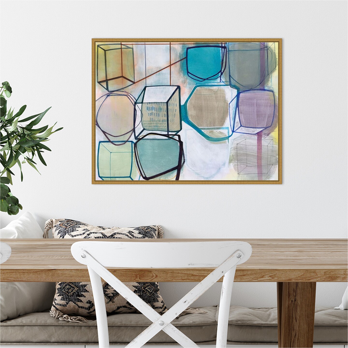 Paper Abstract 3 by Taitz Duffy 24-in. W x 18-in. H. Canvas Wall Art Print Framed in Gold
