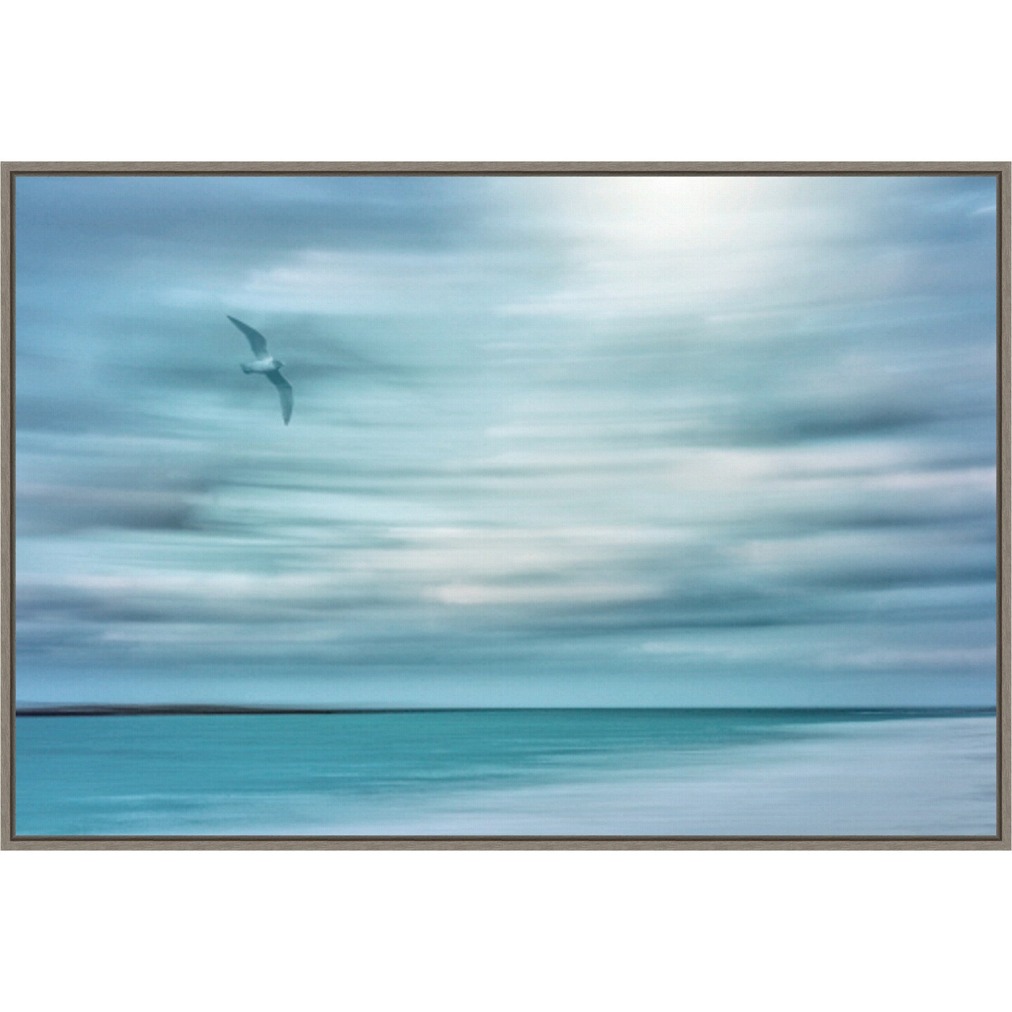 Abstract of bird and beach by Don Paulson Danita Delimont 33-in. W x 23-in. H. Canvas Wall Art Print Framed in Grey