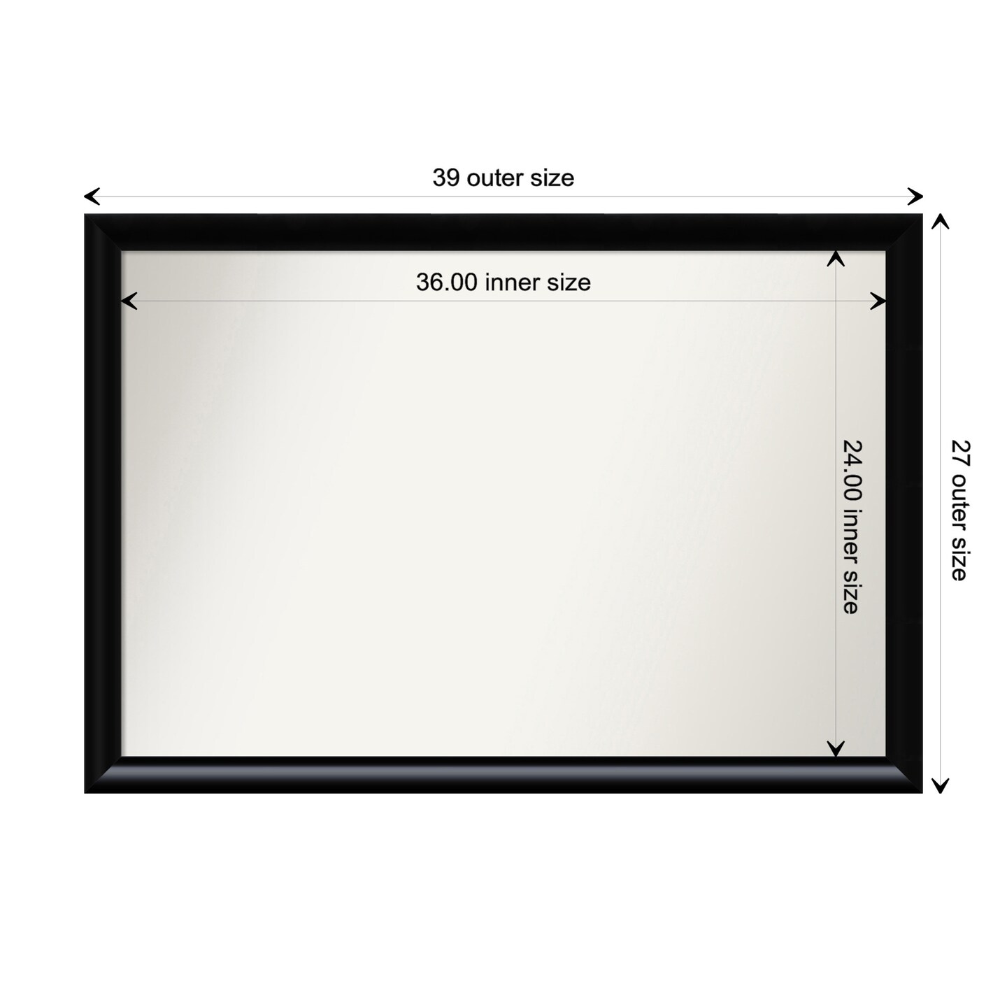 Amanti Art Non-Beveled Wood Wall Mirror, Steinway Black Scoop Frame